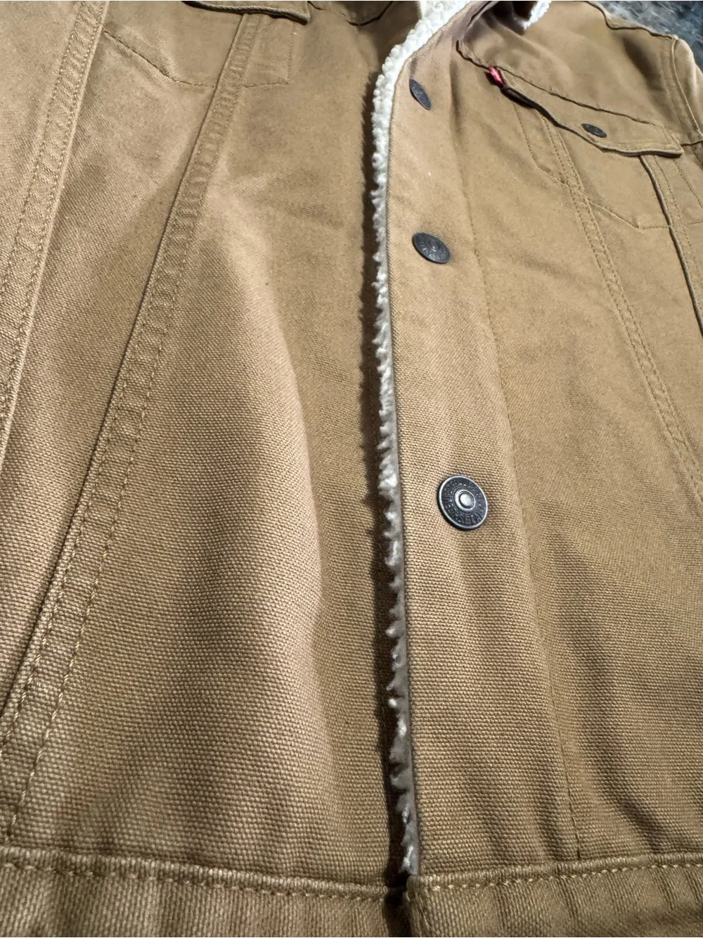 Levi's Tan Sherpa Collar Canvas Trucker Jacket - Picture 4 of 6